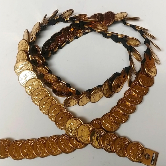 Vintage Accessories - Vintage Faux Gold Coins Boho Women's Belt